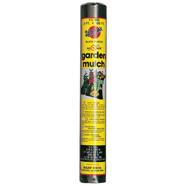 Warps 1.5M 3'x100' NO-HOE Garden Mulch Black