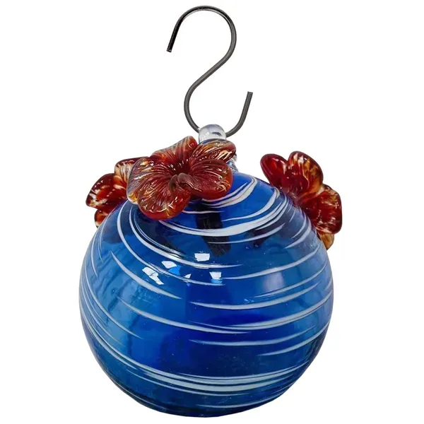 Wild Bird Lovers Recycled Glass Hummingbird Feeder with Wire Hanger - Image 2