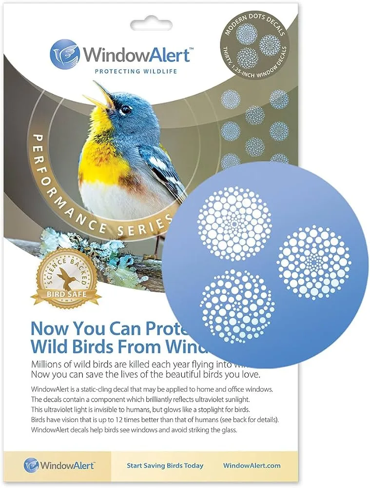 WindowAlert Modern Dots UV-Reflective Anti-Collision Bird Deterrent Window Decal - Image 2