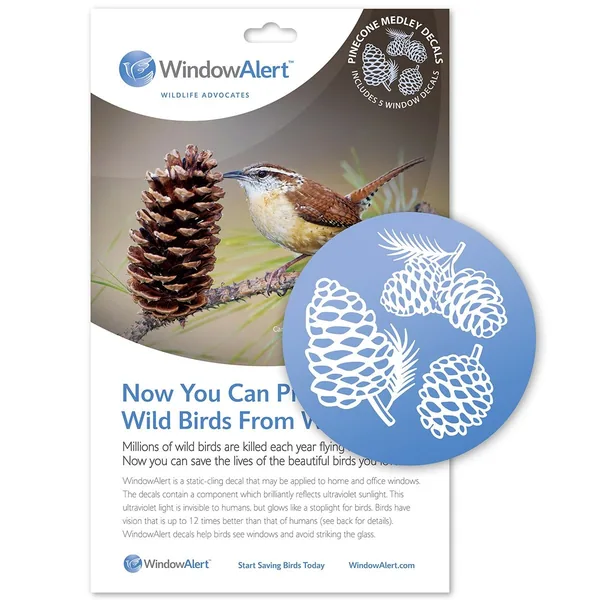 WindowAlert Pinecone UV-Reflective Anti-Collision Bird Deterrent Window Decal