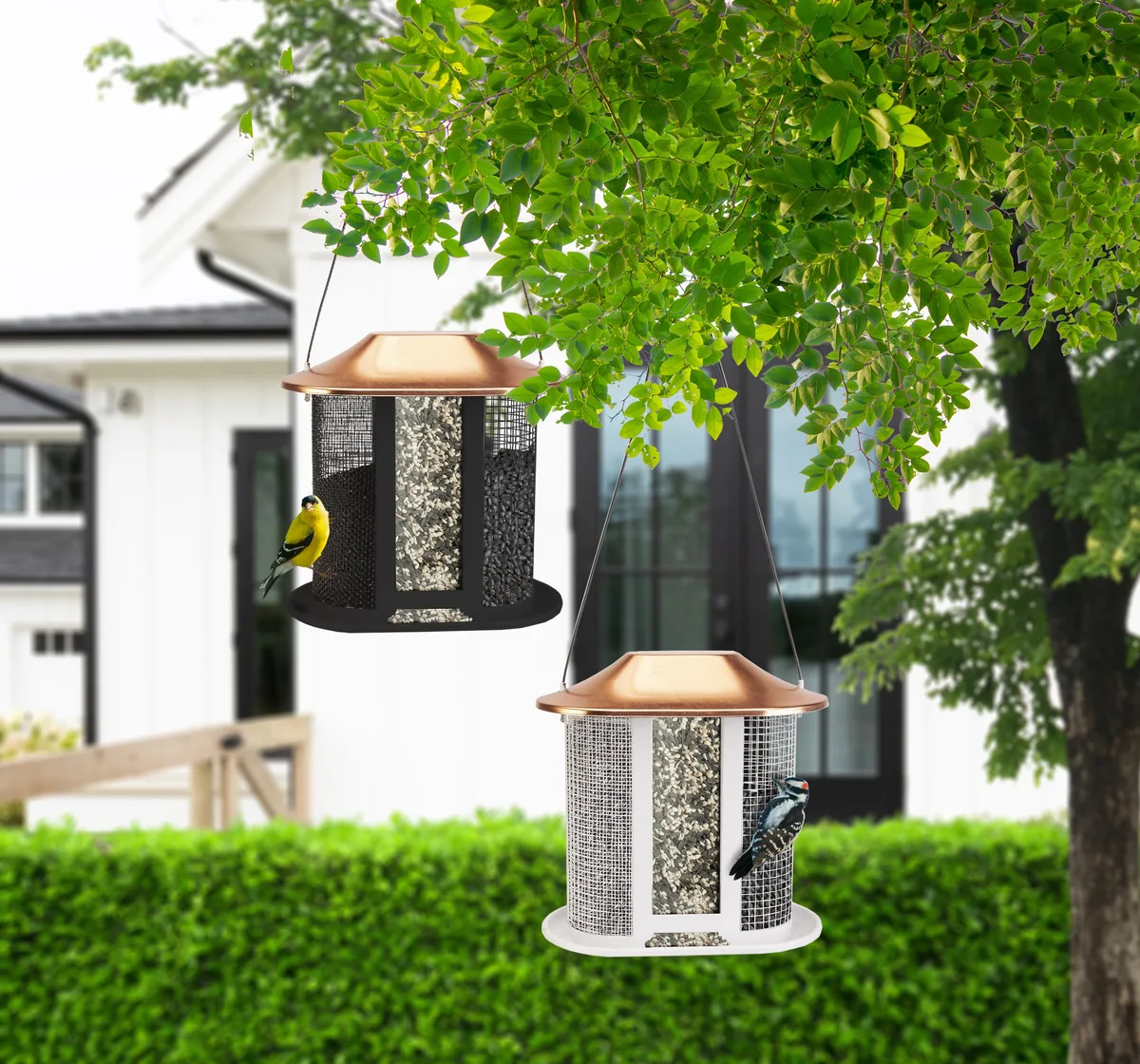 Woodlink Modern Farmhouse CopperTop Oval Mesh Double Seed Feeder - Image 2