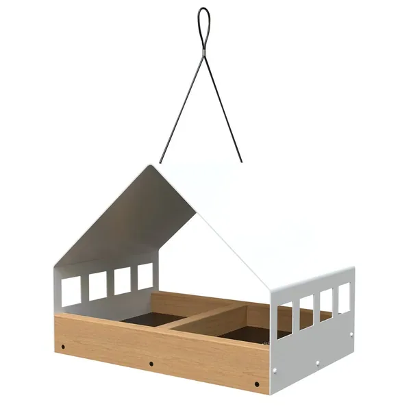 Woodlink Nordic Fly-thru Platform Feeder with Teak Finish White Metal Roof - Image 2