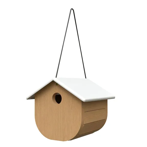 Woodlink Nordic Wren/Chickadee House with Teak Finish White Metal Roof - Image 2