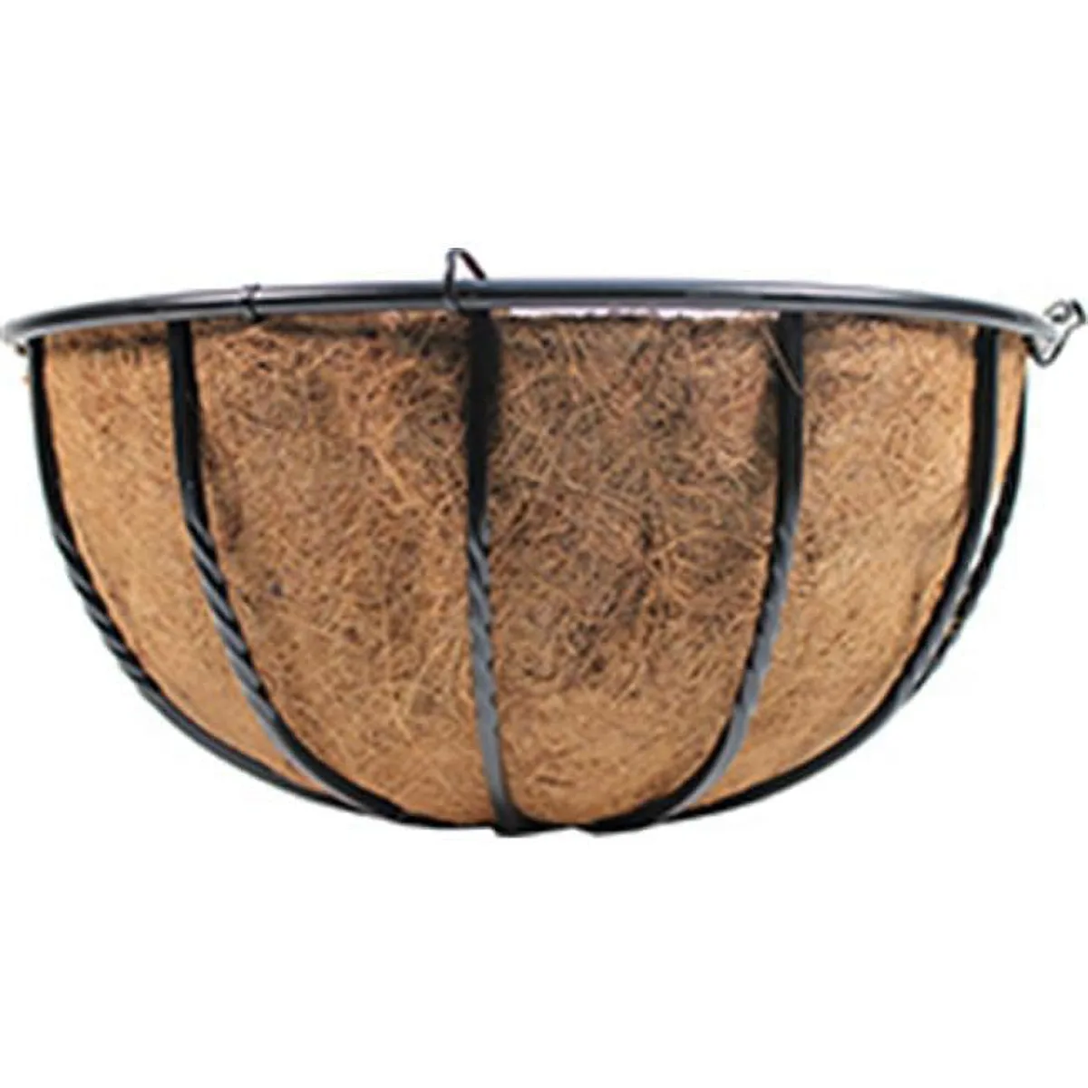 WSP 20" Wire Grow Basket with Coco Liner and 4 Leg Wire Hanger Black - Image 2