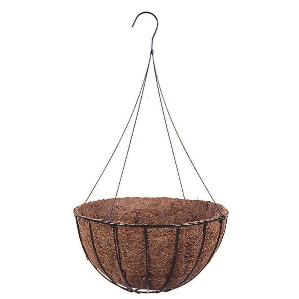 WSP 20" Wire Grow Basket with Coco Liner and 4 Leg Wire Hanger Black